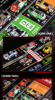 48-Piece Mini Racing Car Set with Play Map & 4-Level Garage – Gift Box Edition for Kids