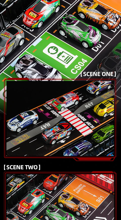 48-Piece Mini Racing Car Set with Play Map & 4-Level Garage – Gift Box Edition for Kids