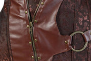Steampunk Corsets for Women Gothic Corset Bustier Zipper Plus Size Vintage Faux Leather Corset Top Brown Plus Sizes
