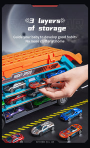 3D Rail Flying Car Set – Inertial Power Puzzle Track with Transforming Alloy Vehicles