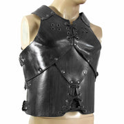 Medieval Ancient Greek Roman Gladiator PU Leather Cuirass – Viking Warrior Chest and Shoulder Armor Steampunk Breastplate for LARP Costume