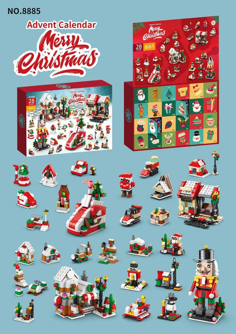 Christmas Advent Calendar Building Block Countdown 24 Days Xmas Christmas Tree Santa Deer Bricks Model Toys For Xmas Kids Gift
