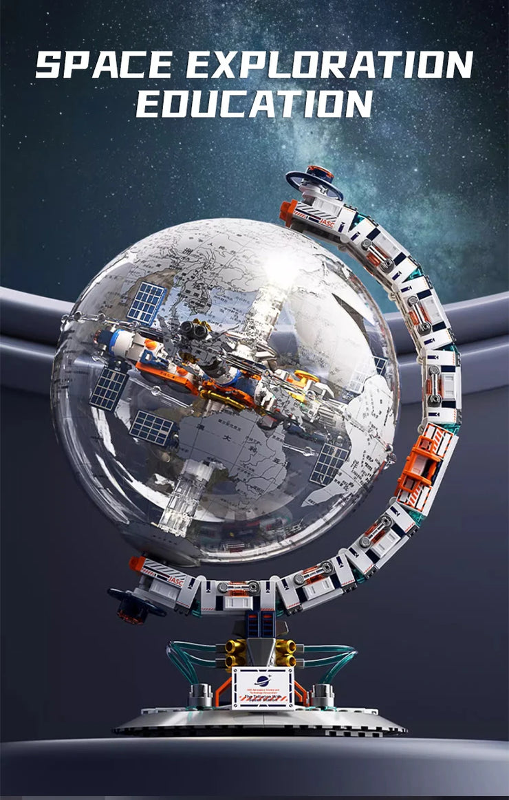 Creative Technology Space Station Transparent Globe Building Set – High-Tech Construction Bricks