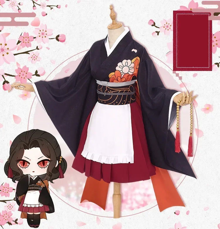 Anime Cosplay Costume Kanroji Mitsuri Kibutsuji Kimono Maid Uniforms Blade Kochou Shinobu Kamado Nezuko Dress Cosplay