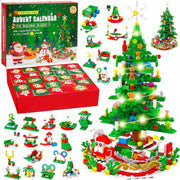 701pcs Christmas Tree Building Set with LED Light Toys Kids Adult 24in1 Christmas Countdown Calendar Building Blocks Gift