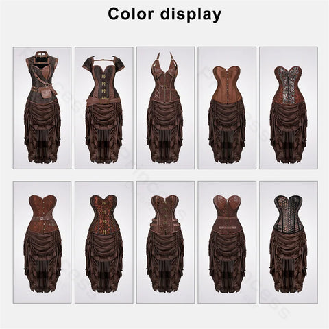 Steampunk Pirate Costume for Women – Cagalli Yulia cosplay Leather Corset Top with Drawstring Skirt Plus Size
