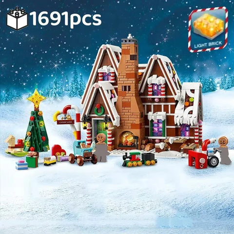 1691pcs Christmas Gingerbread House Family Gathering Building Blocks Bricks Elk Gingerbread Man Children&