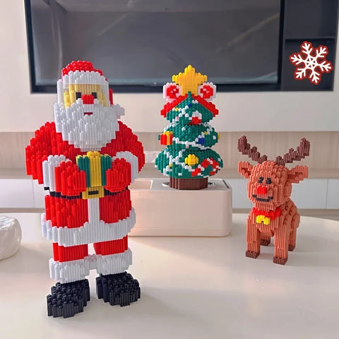 Santa Claus Elk Christmas Tree Building Blocks Toy Set Small Particle Bricks Building Blocks Toys Kids Christmas Gift