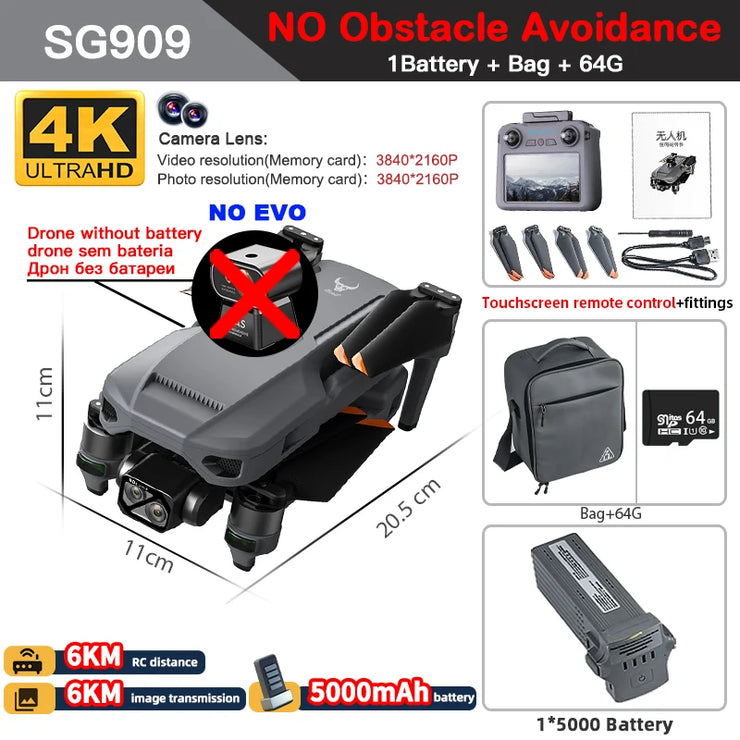 ZLL SG909 SG909MAX Professional Drone With 4K Camera GPS 3-Axis Gimbal 360 Obstacle Avoidance Touch Screen FPV Brushless RC Drone