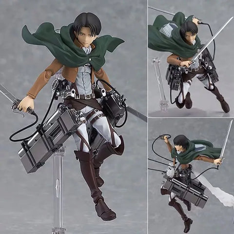 28cm Attack on Titans Levi Ackerman Action Anime Figura Kawai Eren Jaege Mikasa Ackerman The Armored Titan Figure
