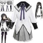 Akemi Homura Cosplay Costume – Puella Magi Madoka Magica Combat Dress with Bow, Wig, and Uniform for Halloween or Party Events