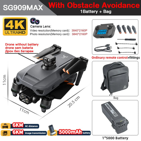 ZLL SG909 SG909MAX Professional Drone With 4K Camera GPS 3-Axis Gimbal 360 Obstacle Avoidance Touch Screen FPV Brushless RC Drone