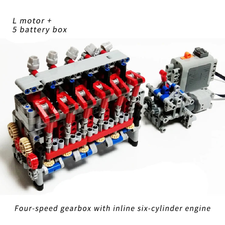MOC DIY Electric Motor & Gearbox Kit – Technical Building Blocks for Mechanical Models