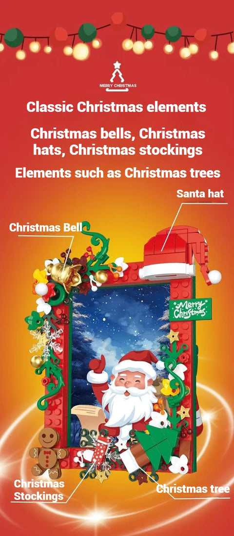 207pcs DIY Santa Claus Photo Frame Building Blocks Set, Holiday Gift, Christmas Decorations