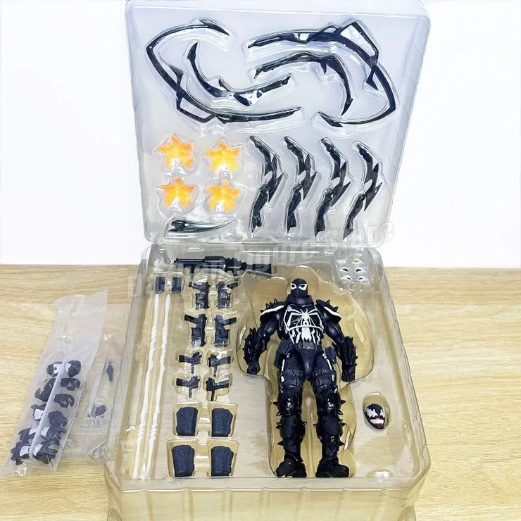 Amazing Yamaguchi Revoltech Agent Venom Action Figure – Superhero Eugene Thompson Model Toy, Perfect Gift Collection