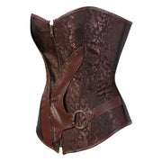 Steampunk Corsets for Women Gothic Corset Bustier Zipper Plus Size Vintage Faux Leather Corset Top Brown Plus Sizes
