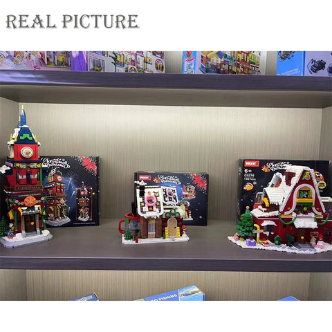 1084pcs New City Creativity Winter Village Christmas House Christmas ART House Model Building Blocks Bricks Kids Toys Christmas Gifts