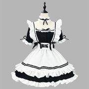 Black and White Lolita Maid Costume – Cute French Apron Dress Uniform for Cafe, Parties, and Cosplay