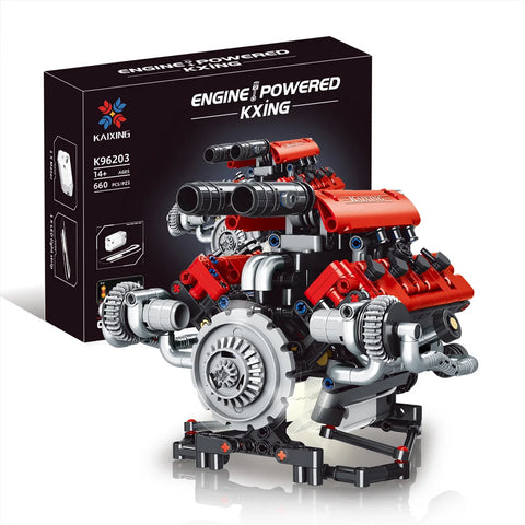 660PCS V8 Engine Model Technical Building Blocks K96203 With Motor + LED Light APP Control Programmable Cars Assembly Bricks Toy