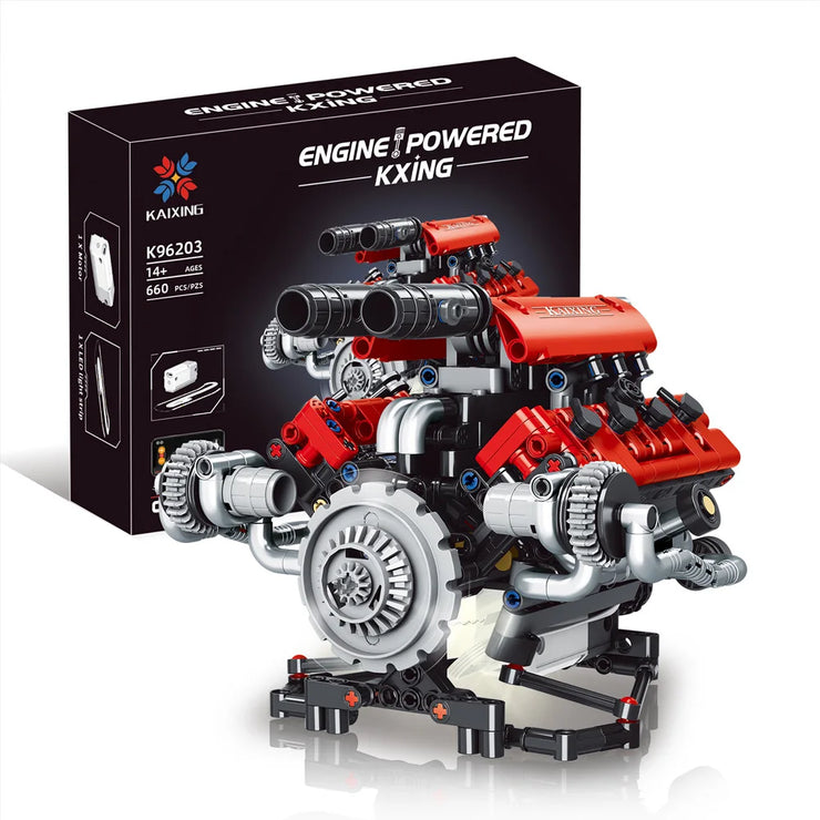 660PCS V8 Engine Model Technical Building Blocks K96203 With Motor + LED Light APP Control Programmable Cars Assembly Bricks Toy