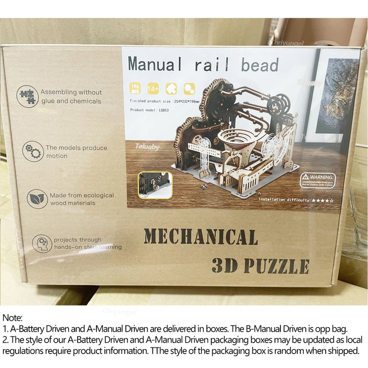 3D Wooden Marble Run Set – DIY Assembly Mechanical Model Kit