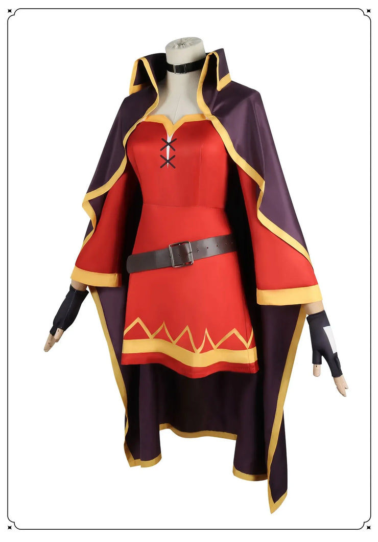 Megumin Cosplay Costume – Anime Sorceress Dress with Wig for Women, Perfect for Halloween and Cosplay Events