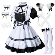 Black and White Lolita Maid Costume – Cute French Apron Dress Uniform for Cafe, Parties, and Cosplay