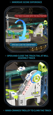 Space Railway Container Truck Diecast Set – Alloy Inertia Vehicles with Sound and Light for Kids