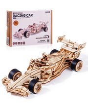 Robotime ROKR 3D Wooden Racing Car Puzzle – DIY Mechanical Model Kit with Roaring Engine and 8-10m Forward Movement for Adults & Teens