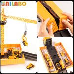 Alloy Construction Vehicle Set with Container Truck, Tower Crane & Excavator – STEM Toy for Ages 3–8
