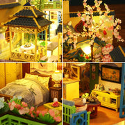 Big DIY Wooden Dollhouse with Furniture & Lights – Chinese Style Villa Miniature Kit