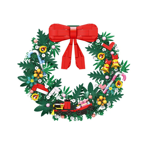 653pcs Christmas Wreath 29cm diameter Building Blocks Bricks Home Decoration Model  Kids Toys Christmas Gift