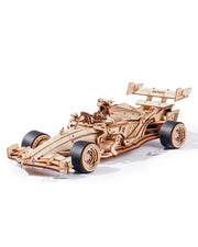 Robotime ROKR 3D Wooden Racing Car Puzzle – DIY Mechanical Model Kit with Roaring Engine and 8-10m Forward Movement for Adults & Teens