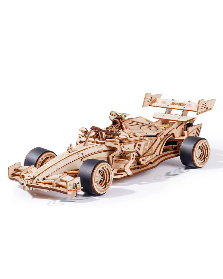 Robotime ROKR 3D Wooden Racing Car Puzzle – DIY Mechanical Model Kit with Roaring Engine and 8-10m Forward Movement for Adults & Teens