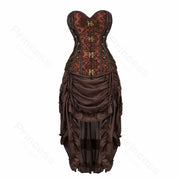 Steampunk Pirate Costume for Women – Cagalli Yulia cosplay Leather Corset Top with Drawstring Skirt Plus Size