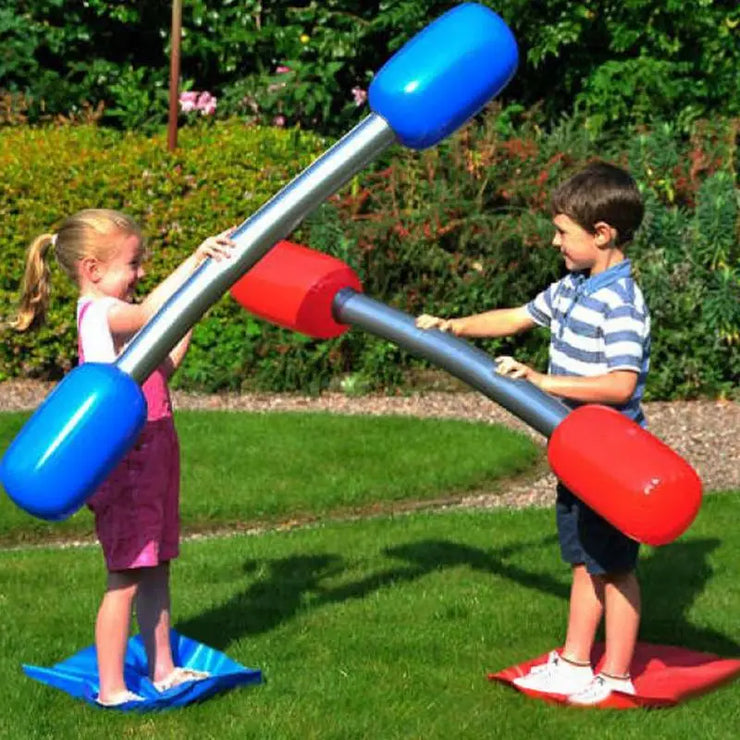 Inflatable Jousting Yard Sticks Mats Kit Inflatable Gladiator Game