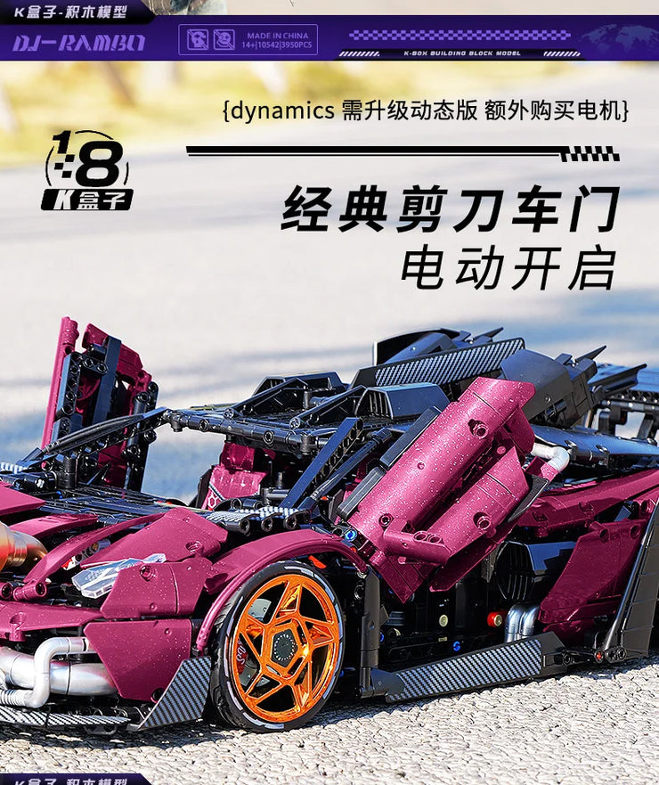 MOC Technical Modified SVJ Sports Car Building Bricks 3950 Pcs