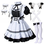 Black and White Lolita Maid Costume – Cute French Apron Dress Uniform for Cafe, Parties, and Cosplay