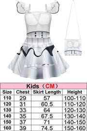 Black Knights Stormtrooper Cosplay Costume – Fancy Dress for Girls Aged 6 to 14, Inspired by Movie Space Battles