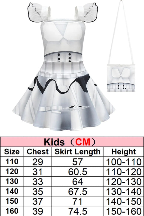 Black Knights Stormtrooper Cosplay Costume – Fancy Dress for Girls Aged 6 to 14, Inspired by Movie Space Battles