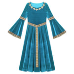 Girls Medieval Renaissance Velvet Dress Princess Queen Cosplay Costume Party Dress