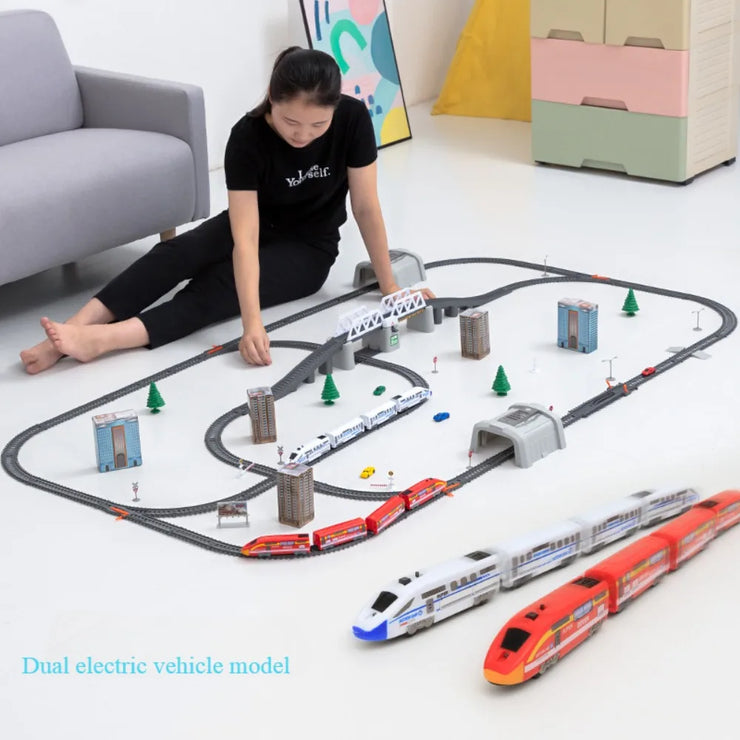 Electric High-Speed Train Set – Harmony Model with DIY Railway Tracks for Kids