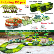 Dinosaur World Road Race Track Set – Flexible Track with Dinosaur Toys and Racing Car for Kids