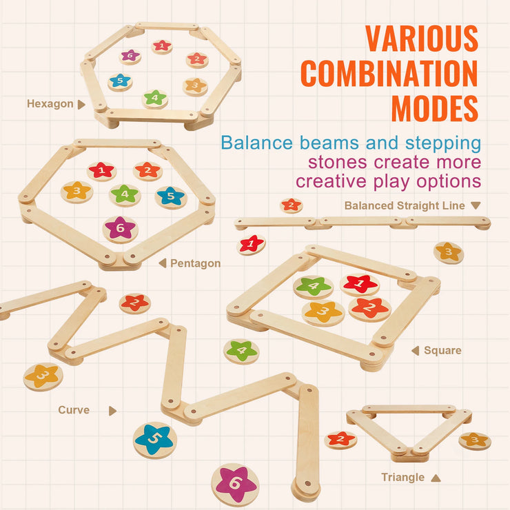 VEVOR Kids Balance Beam Stepping Stones Wooden Balance Boards