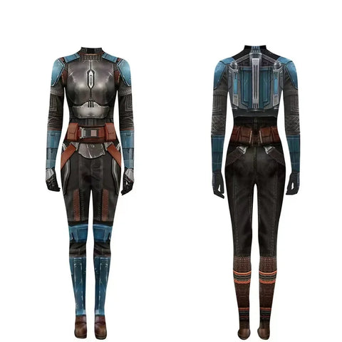 Mandalorian Jumpsuit with Head Cover 3D Bodysuit Cosplay Costume Halloween Masquerade Performance Outfits for Adult Kids