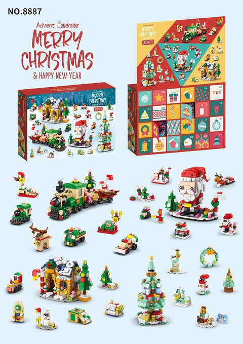 Christmas Advent Calendar Building Block Countdown 24 Days Xmas Christmas Tree Santa Deer Bricks Model Toys For Xmas Kids Gift