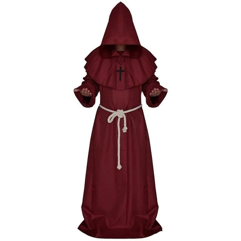 Cosplay Plague Doctor  Costume Medieval Hooded Robe Steampunk Terror Mask Hat Adult Halloween Party Role Play Size S-XL