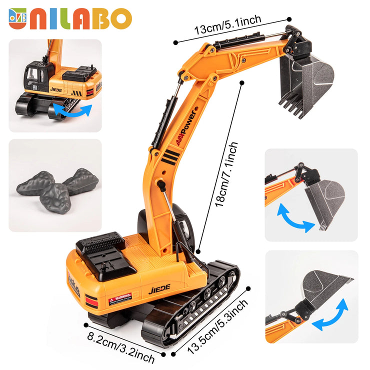 Alloy Construction Vehicle Set with Container Truck, Tower Crane & Excavator – STEM Toy for Ages 3–8
