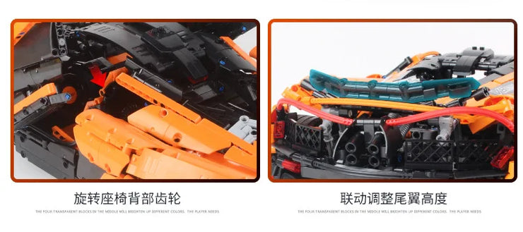 MOC Technical Sports Car BlackKnight P1 Building Bricks