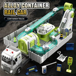 Space Railway Container Truck Diecast Set – Alloy Inertia Vehicles with Sound and Light for Kids